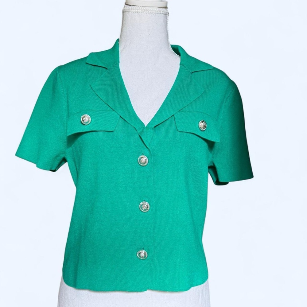 💚🍀 Green Knit Button-Up Top by Love Trend 🍀💚